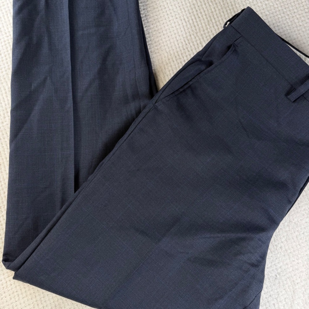 Jos A Bank 1905 Mens 36Rx30 Navy Blue 100% Wool Dress Pants Flat Front Trousers